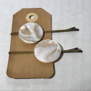 Set of large gold hair pins with pearl accents